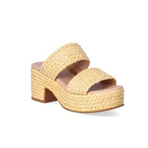 No Boundaries Women's Raffia Double Band Platform Sandals